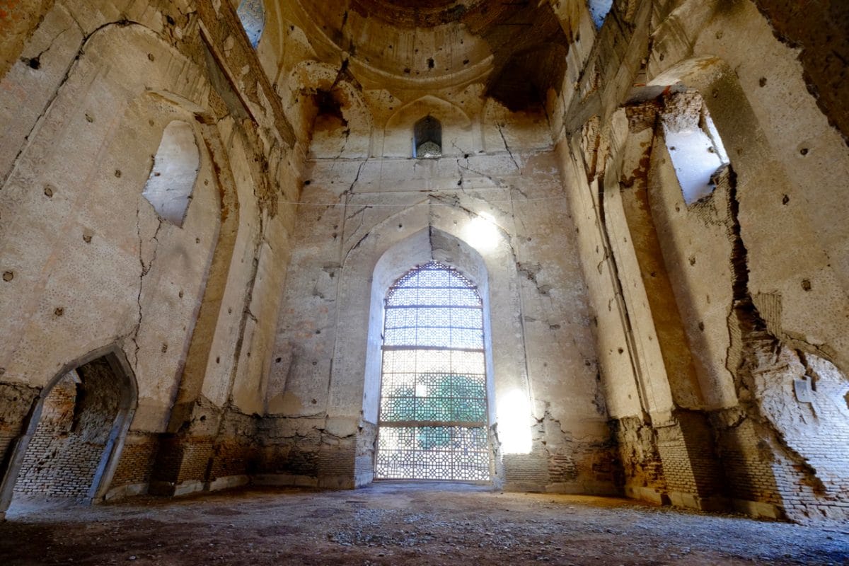 interno della moschea di Bibi-Khanym a Samarcanda, Uzbekistan