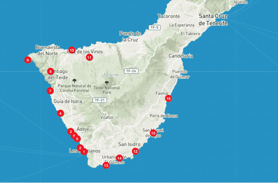 mappa Tenerife Sud