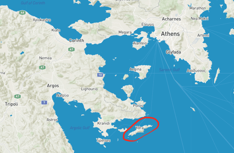 hydra grecia mappa