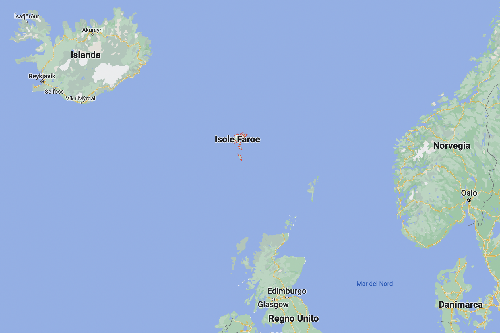 Dove si trovano le Faroe - mappa