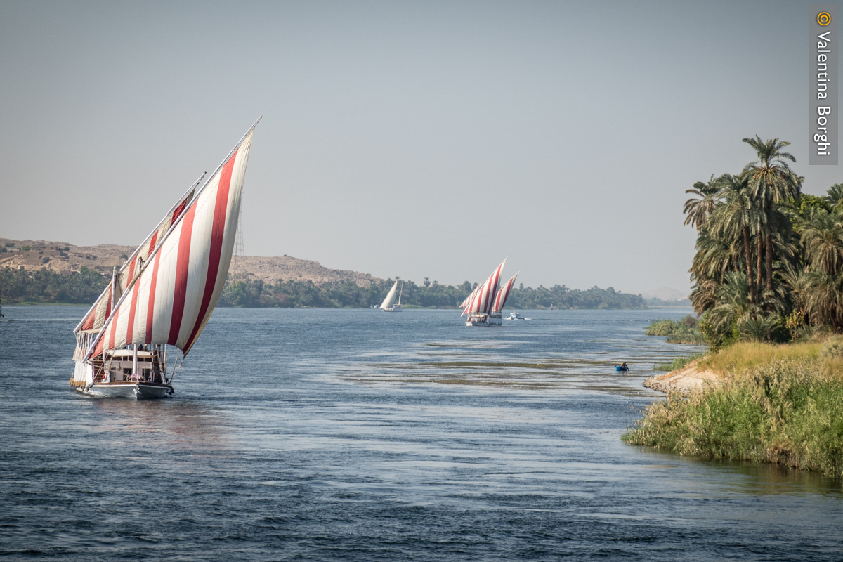 barche in navigazione sul Nilo, Egitto