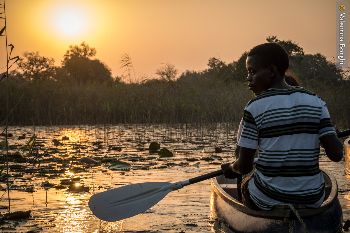 Tramonto in Canoa sul Rio Govuro, Vilankulos, Mozambico