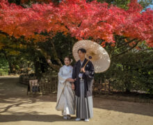 Coppia di sposi a Okoyama, Giappone