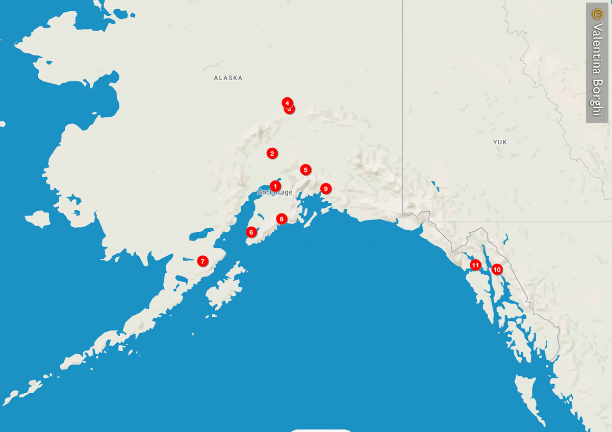mappa dell'Alaska con i luoghi da non perdere