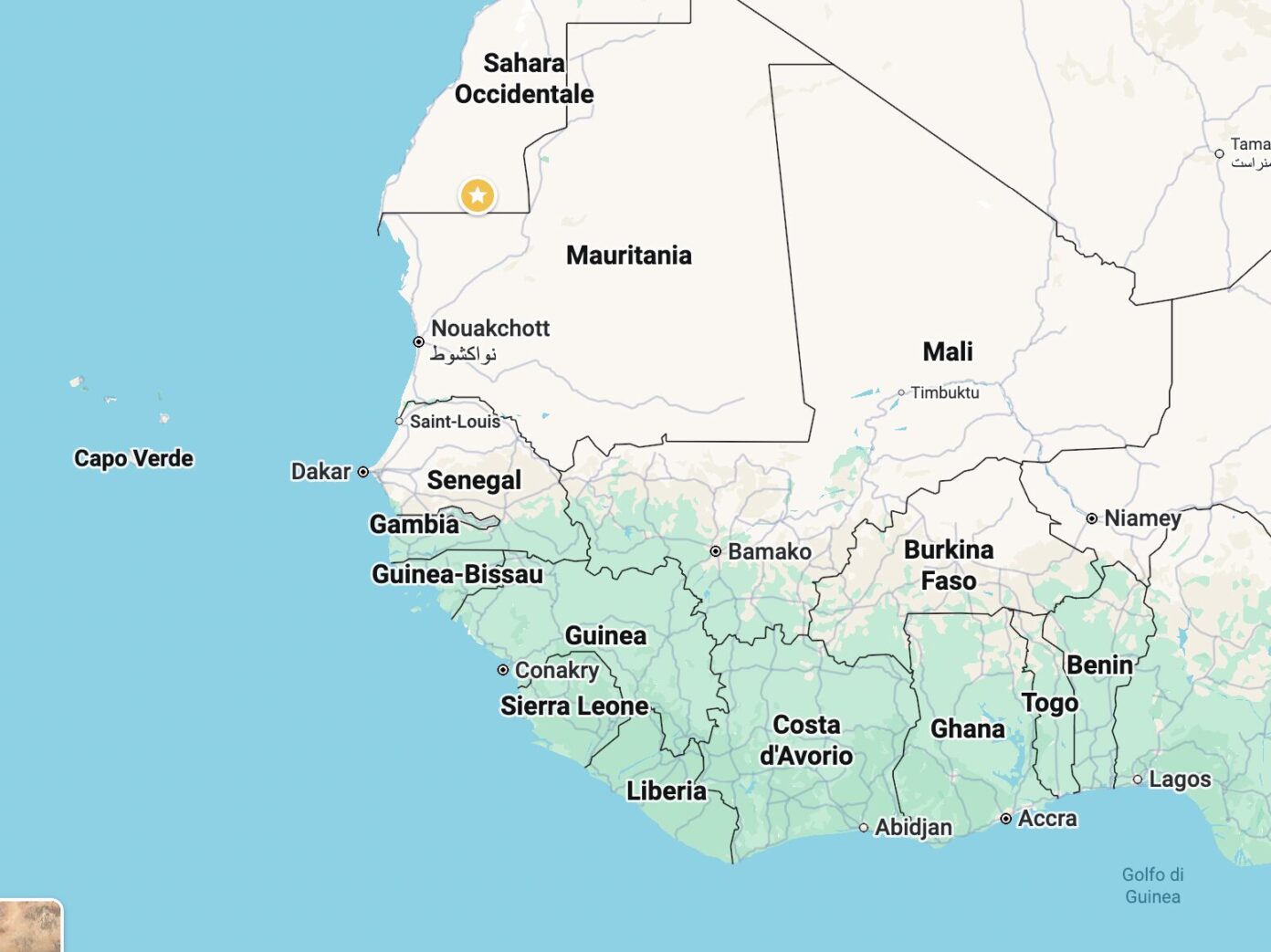 Mappa: dove si trova la Mauritania