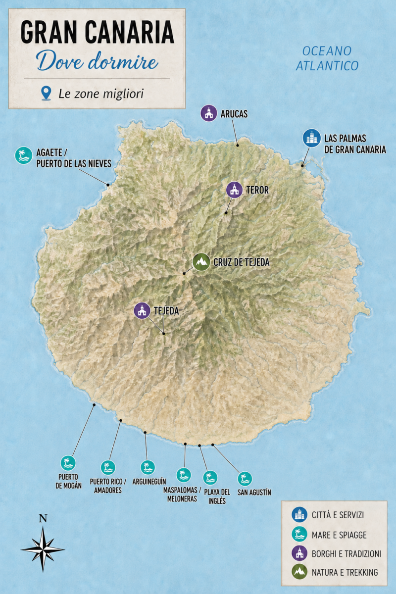 Mappa su Dove dormire Gran Canaria