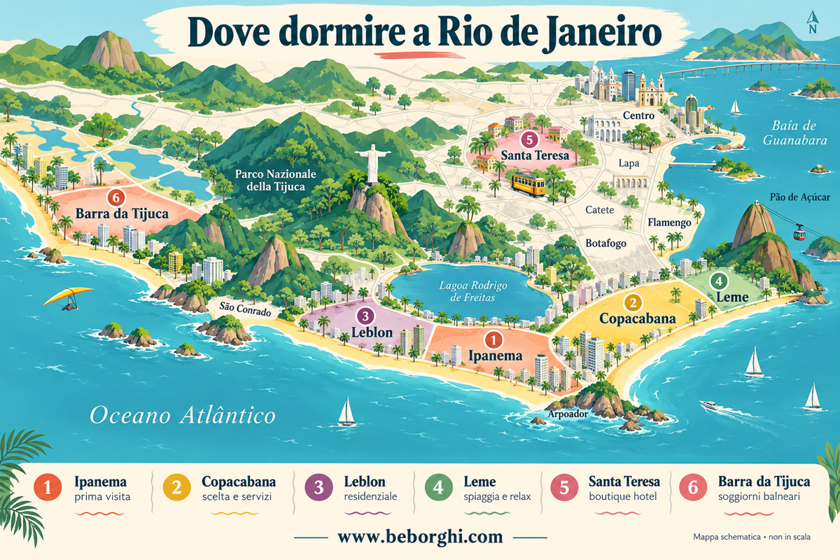 Mappa su Dove dormire a Rio de Janeiro
