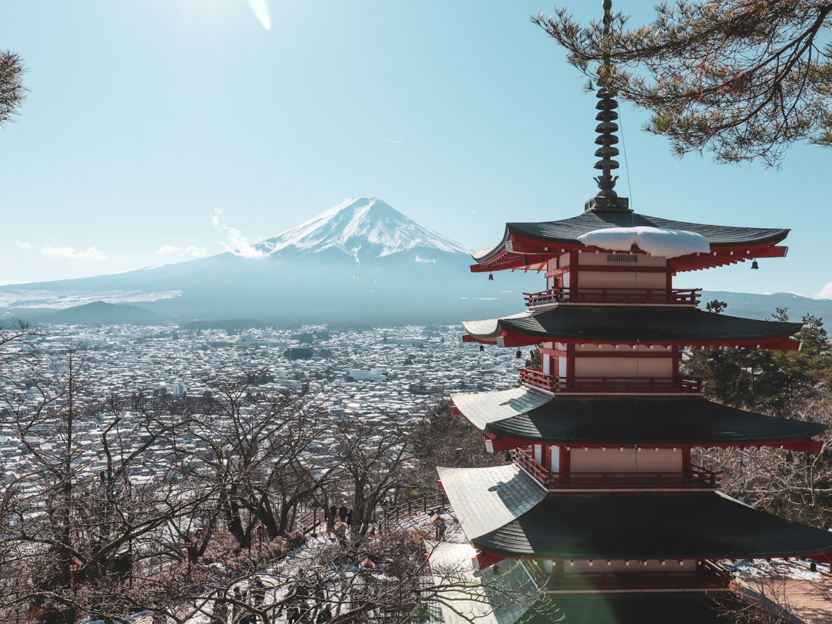 vista del Monte Fuji dalla pagoda Chūreitō