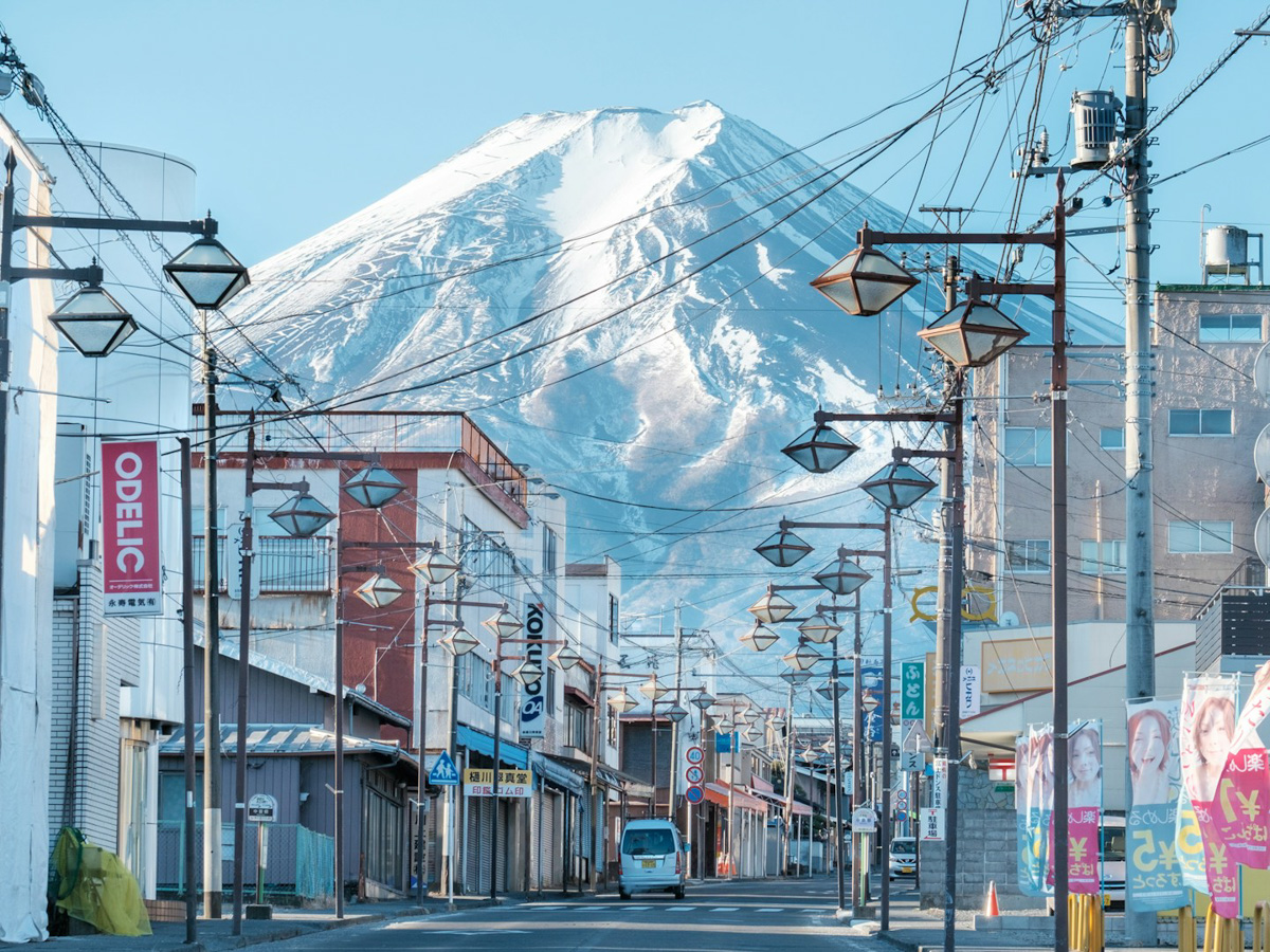 vista del Monte Fuji da Fujiyoshida
